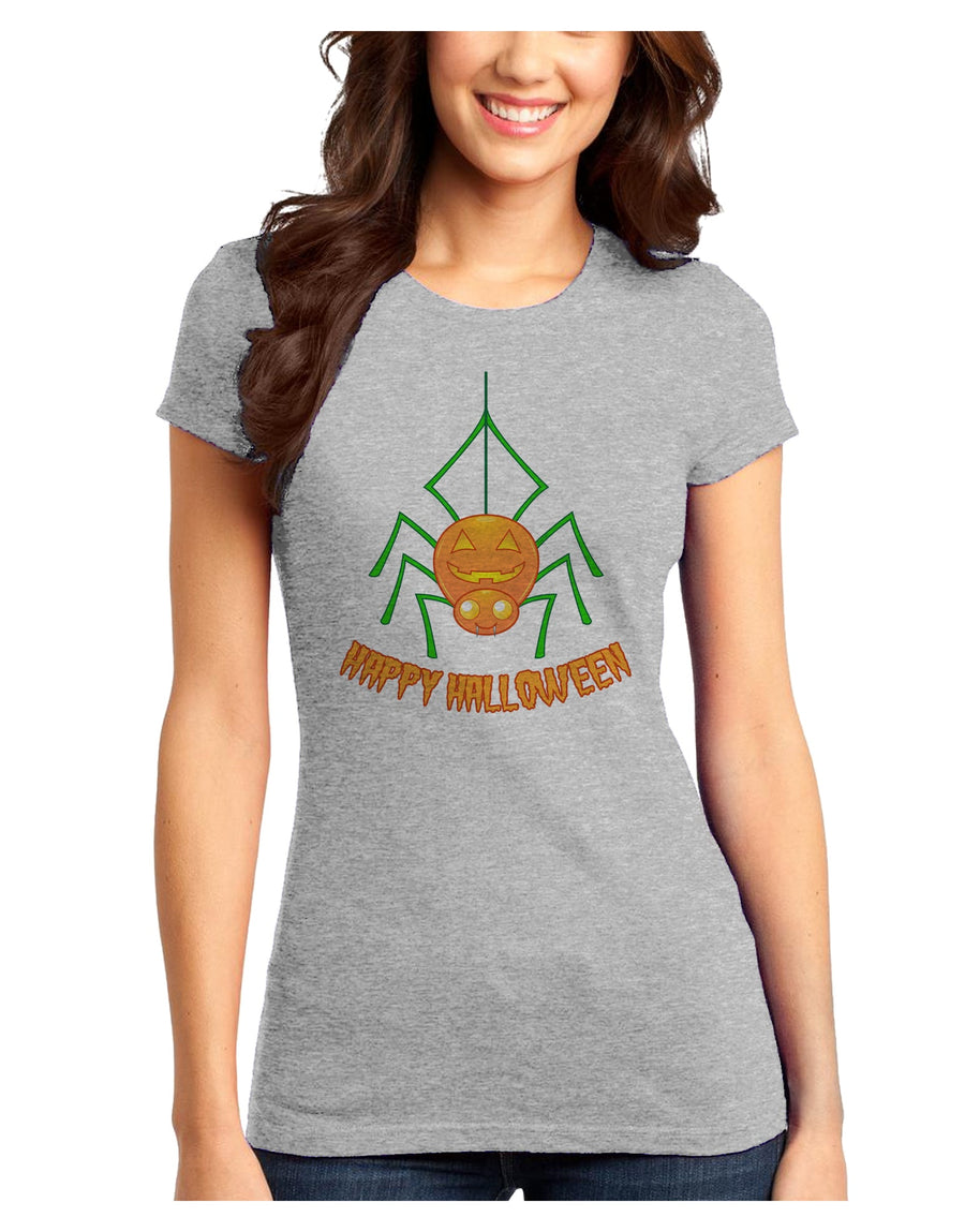 Cute Pumpkin Spider - Happy Halloween Juniors T-Shirt-Womens Juniors T-Shirt-TooLoud-White-Juniors Fitted XS-Davson Sales