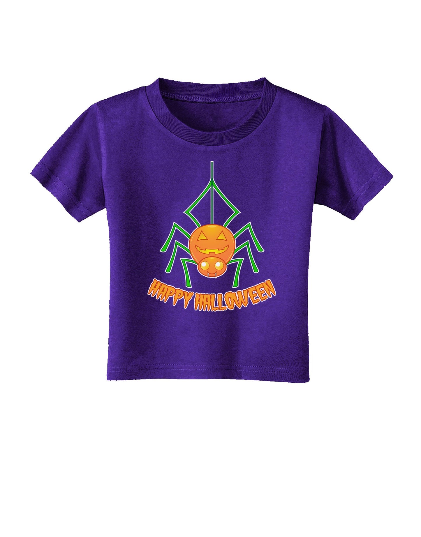 Cute Pumpkin Spider - Happy Halloween Toddler T-Shirt Dark-Toddler T-Shirt-TooLoud-Purple-06-Months-Davson Sales