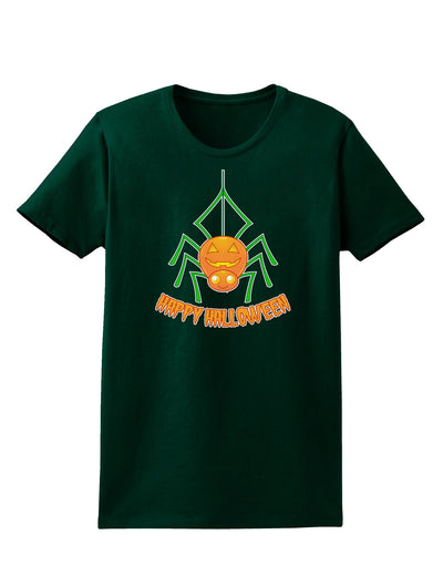 Cute Pumpkin Spider - Happy Halloween Womens Dark T-Shirt-Womens T-Shirt-TooLoud-Forest-Green-Small-Davson Sales