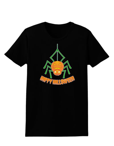 Cute Pumpkin Spider - Happy Halloween Womens Dark T-Shirt-Womens T-Shirt-TooLoud-Black-X-Small-Davson Sales