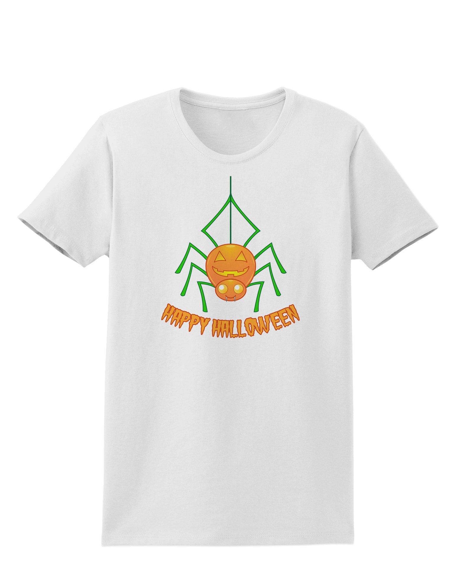Cute Pumpkin Spider - Happy Halloween Womens T-Shirt-Womens T-Shirt-TooLoud-White-X-Small-Davson Sales
