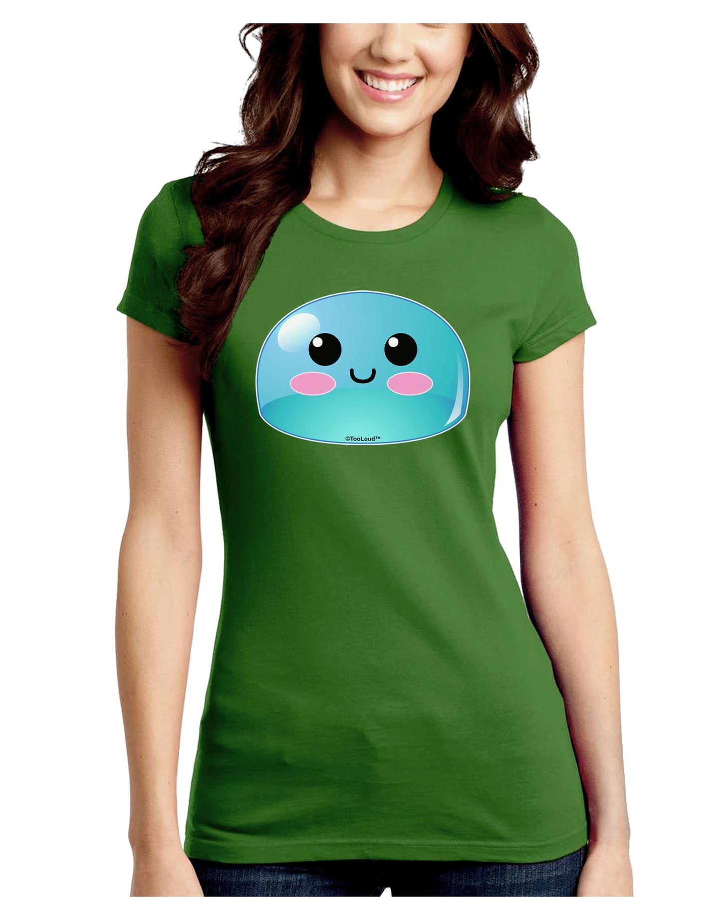 Cute RPG Slime - Blue Juniors Crew Dark T-Shirt by TooLoud-T-Shirts Juniors Tops-TooLoud-Kiwi-Green-Juniors Fitted X-Small-Davson Sales