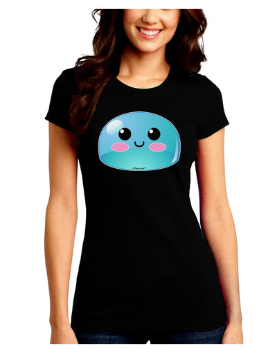 Cute RPG Slime - Blue Juniors Crew Dark T-Shirt by TooLoud-T-Shirts Juniors Tops-TooLoud-Black-Juniors Fitted Small-Davson Sales