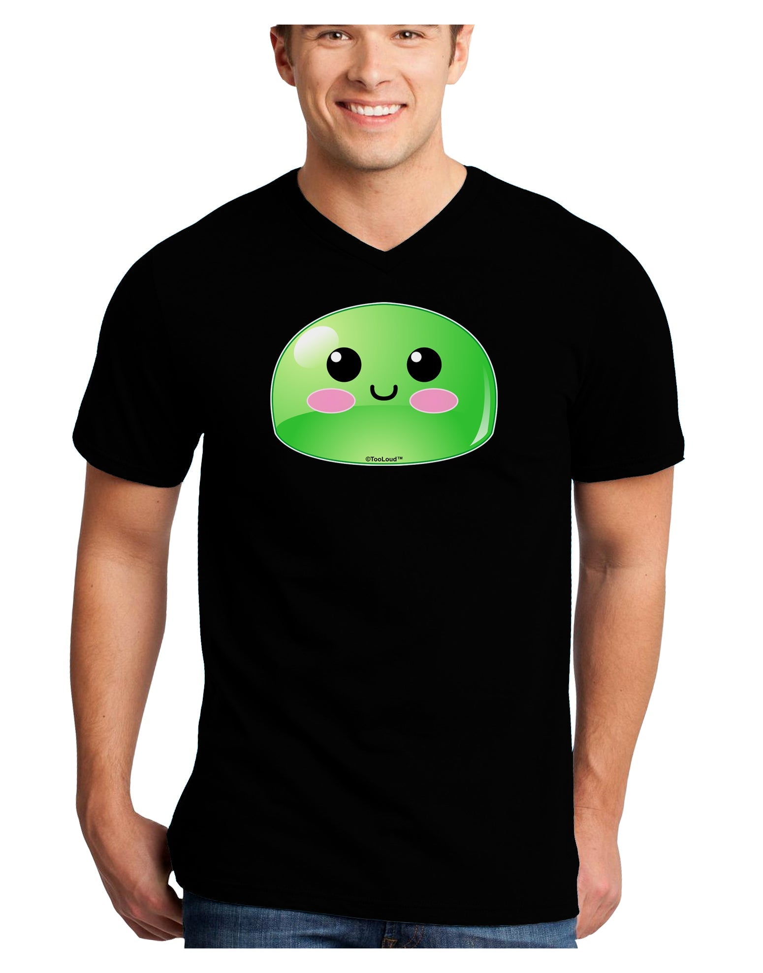 Cute RPG Slime - Green Adult Dark V-Neck T-Shirt by TooLoud-Mens V-Neck T-Shirt-TooLoud-Black-Small-Davson Sales