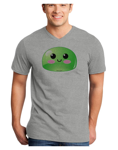 Cute RPG Slime - Green Adult V-Neck T-shirt by TooLoud-Mens V-Neck T-Shirt-TooLoud-HeatherGray-Small-Davson Sales