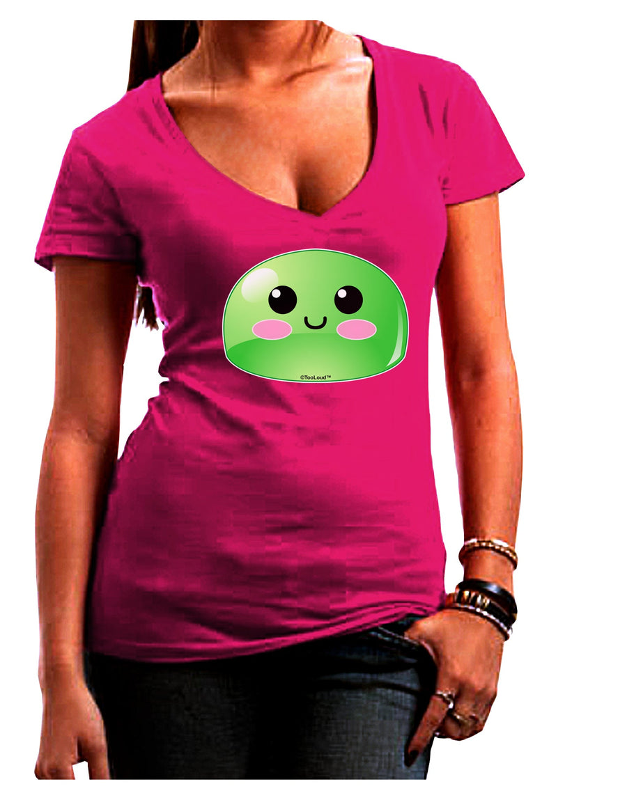 Cute RPG Slime - Green Juniors V-Neck Dark T-Shirt by TooLoud-Womens V-Neck T-Shirts-TooLoud-Black-Juniors Fitted Small-Davson Sales