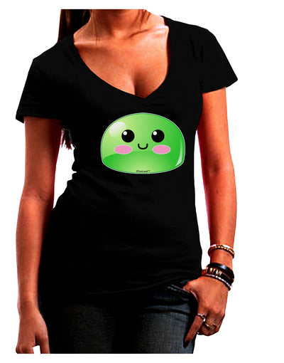 Cute RPG Slime - Green Juniors V-Neck Dark T-Shirt by TooLoud-Womens V-Neck T-Shirts-TooLoud-Black-Juniors Fitted Small-Davson Sales