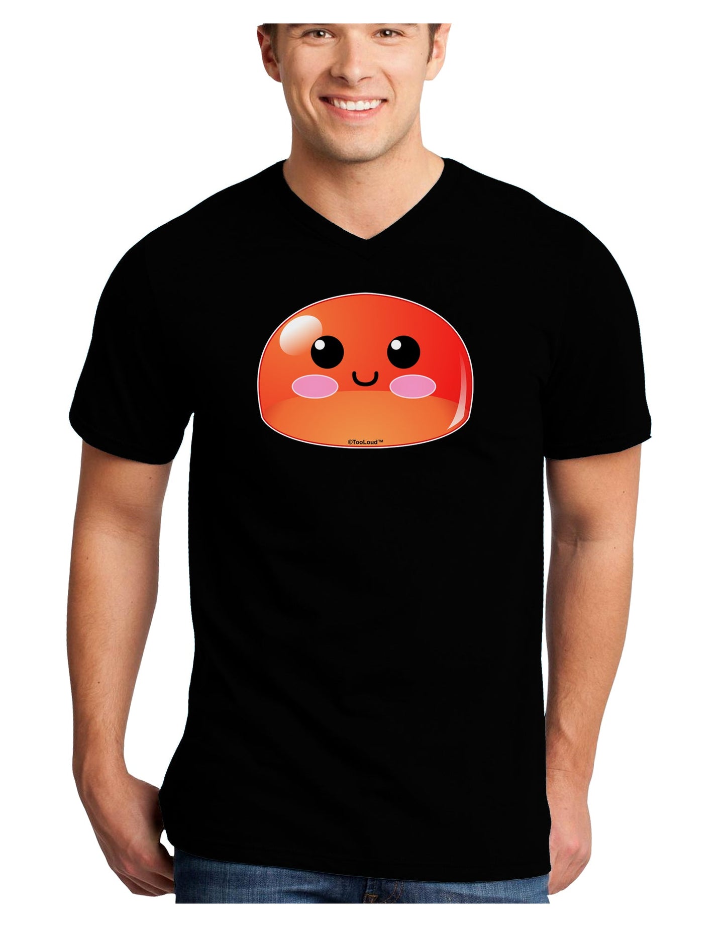 Cute RPG Slime - Red Adult Dark V-Neck T-Shirt by TooLoud-Mens V-Neck T-Shirt-TooLoud-Black-Small-Davson Sales