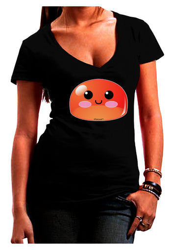 Cute RPG Slime - Red Juniors V-Neck Dark T-Shirt by TooLoud-Womens V-Neck T-Shirts-TooLoud-Black-Juniors Fitted Small-Davson Sales