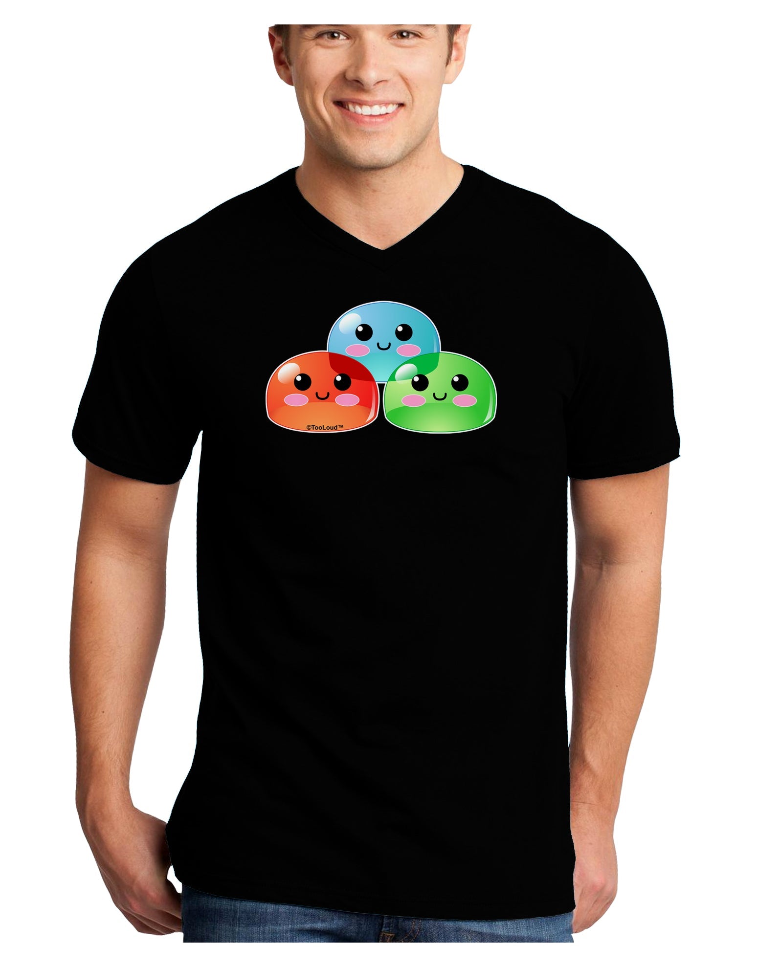 Cute RPG Slime - Trio Adult Dark V-Neck T-Shirt by TooLoud-Mens V-Neck T-Shirt-TooLoud-Black-Small-Davson Sales