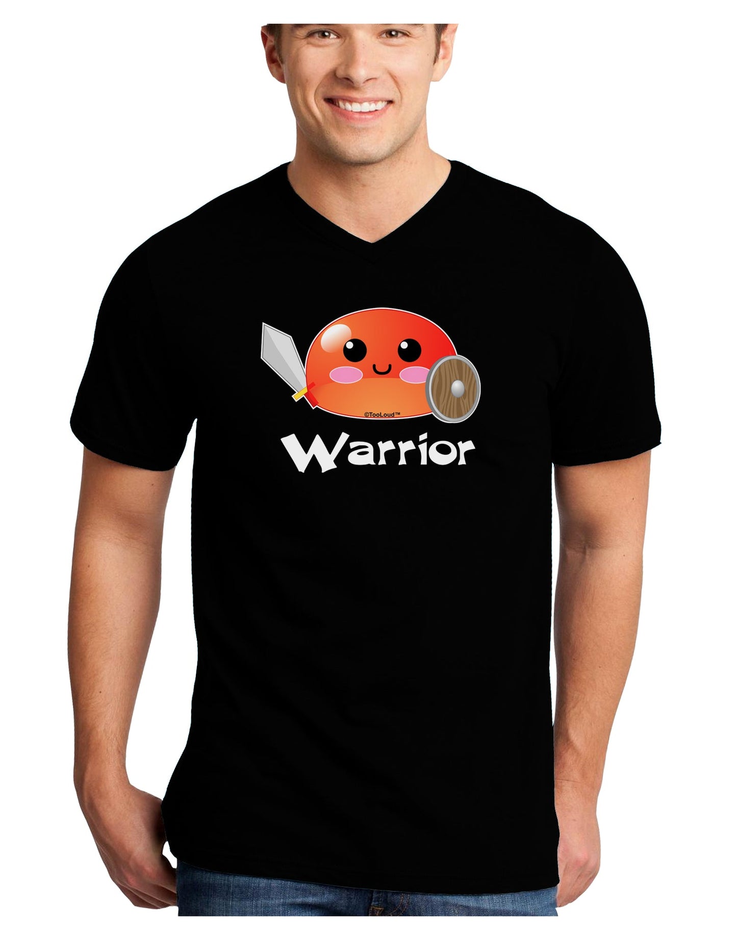 Cute RPG Slime - Warrior Adult Dark V-Neck T-Shirt by TooLoud-Mens V-Neck T-Shirt-TooLoud-Black-Small-Davson Sales