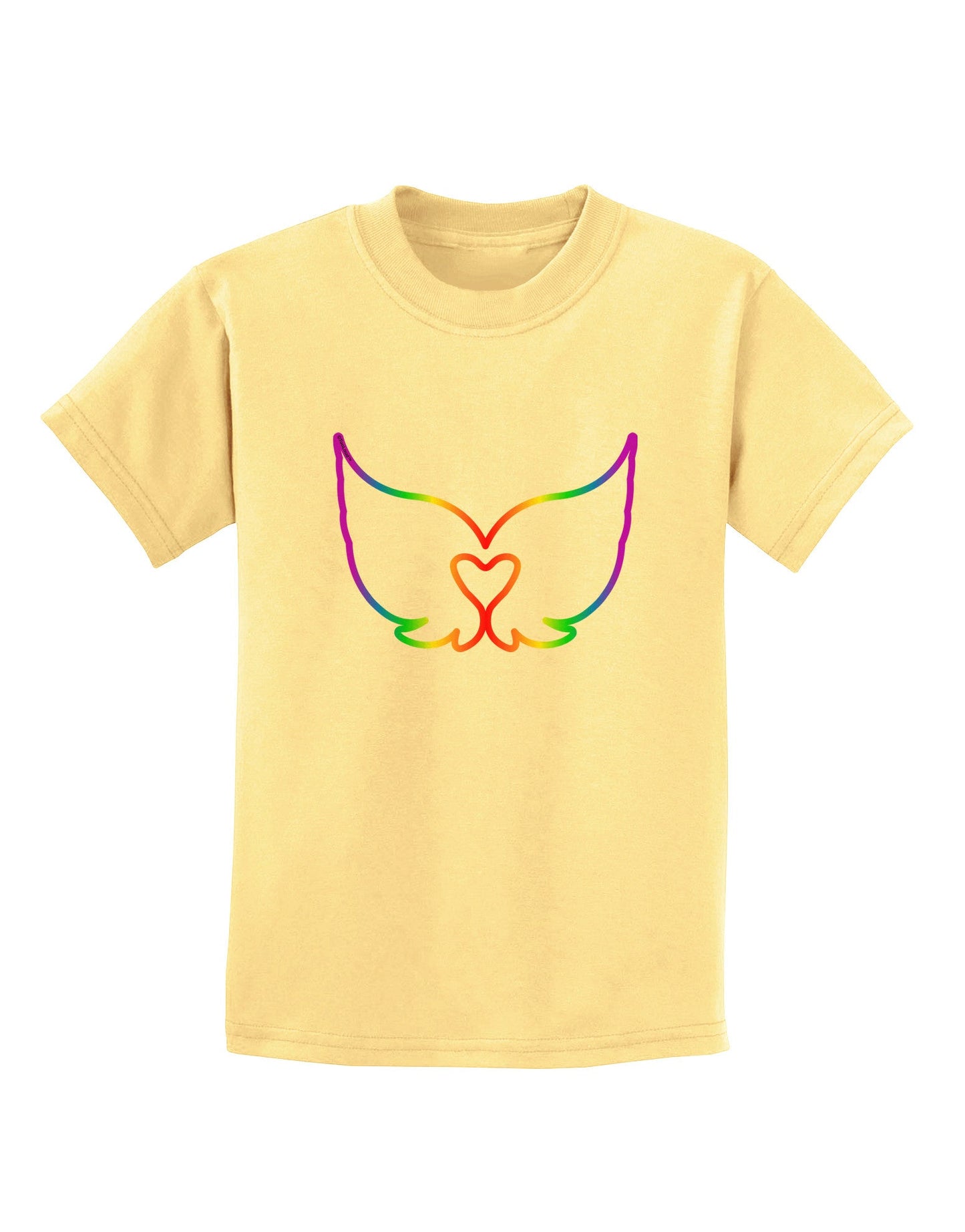Cute Rainbow Angel Wings Heart Childrens T-Shirt-Childrens T-Shirt-TooLoud-Daffodil-Yellow-X-Small-Davson Sales