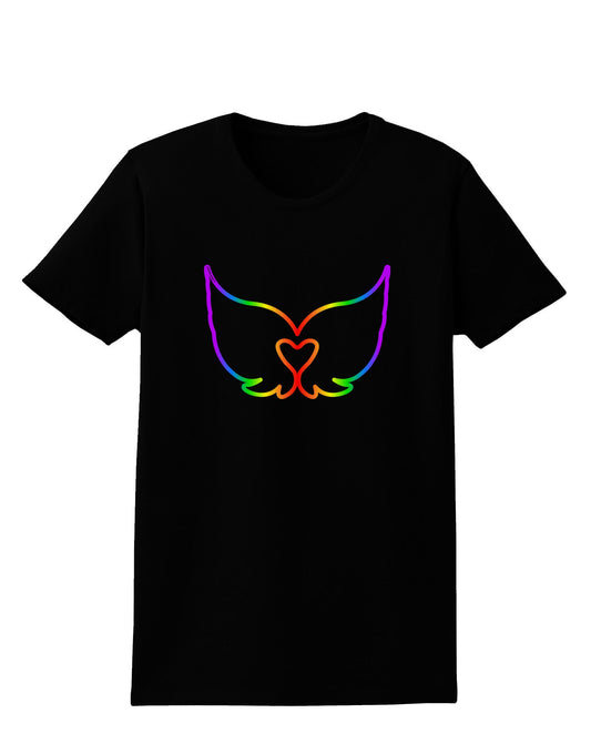 Cute Rainbow Angel Wings Heart Womens Dark T-Shirt-TooLoud-Black-X-Small-Davson Sales