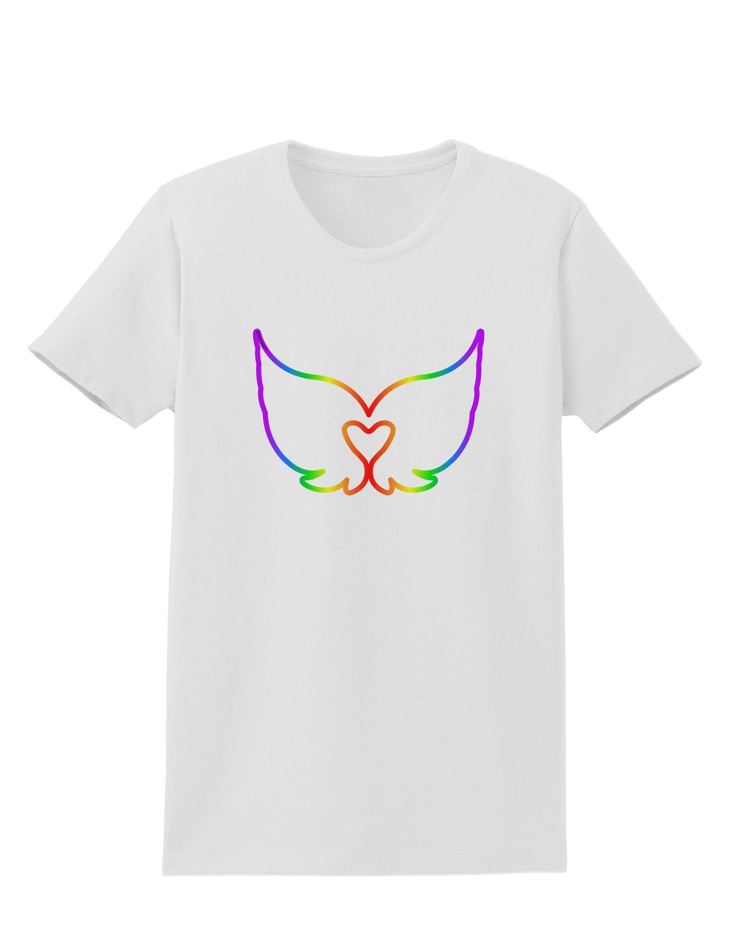 Cute Rainbow Angel Wings Heart Womens T-Shirt-Womens T-Shirt-TooLoud-White-X-Small-Davson Sales