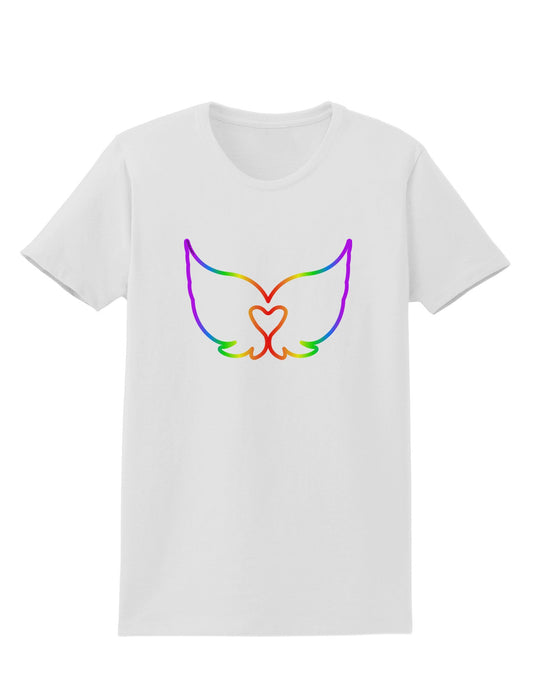 Cute Rainbow Angel Wings Heart Womens T-Shirt-Womens T-Shirt-TooLoud-White-X-Small-Davson Sales