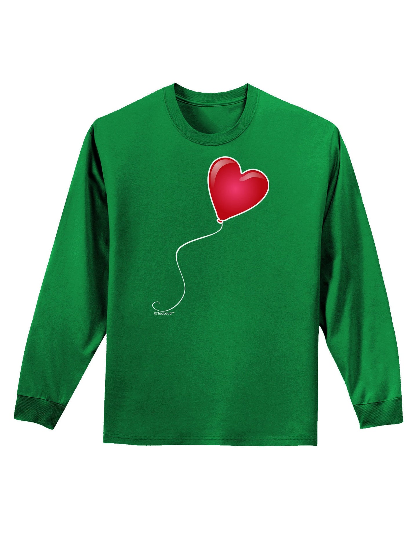 Cute Red Heart Balloon Adult Long Sleeve Dark T-Shirt-TooLoud-Kelly-Green-Small-Davson Sales