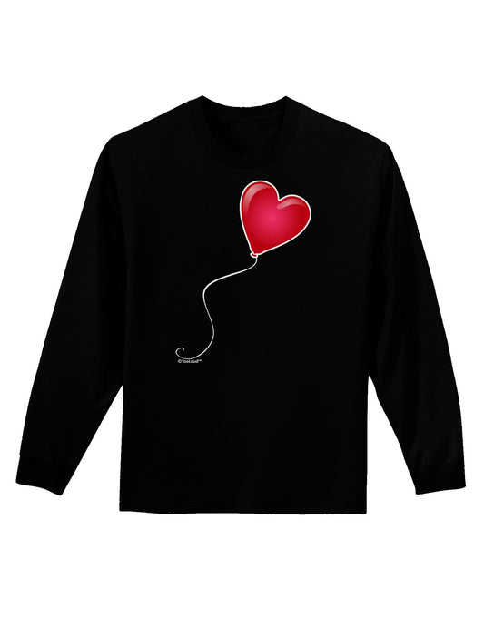 Cute Red Heart Balloon Adult Long Sleeve Dark T-Shirt-TooLoud-Black-Small-Davson Sales