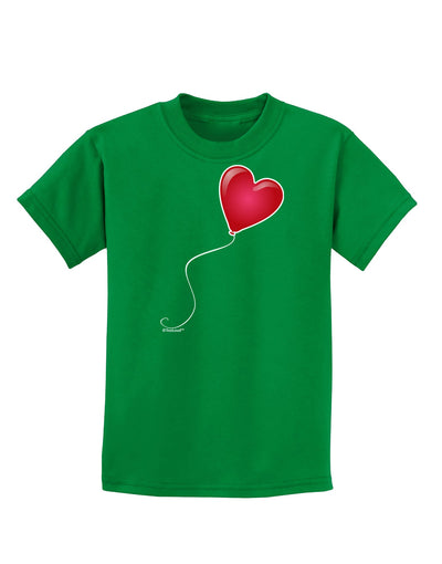 Cute Red Heart Balloon Childrens Dark T-Shirt-Childrens T-Shirt-TooLoud-Kelly-Green-X-Small-Davson Sales