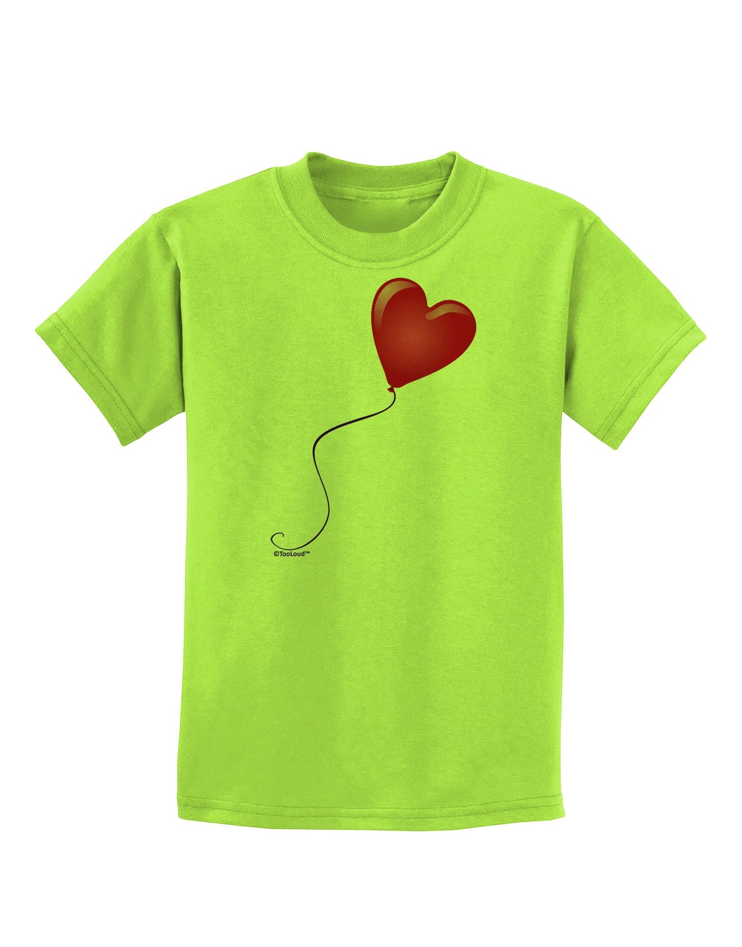 Cute Red Heart Balloon Childrens T-Shirt-Childrens T-Shirt-TooLoud-Lime-Green-X-Small-Davson Sales