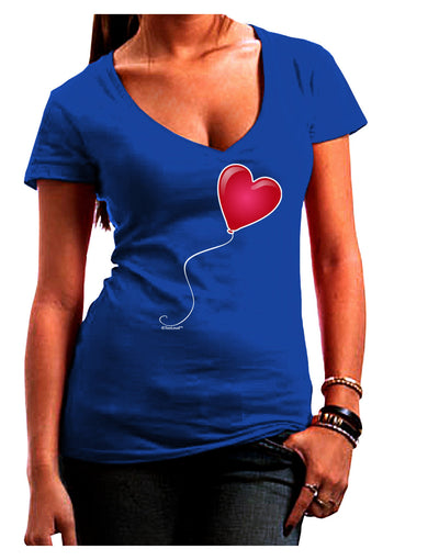 Cute Red Heart Balloon Juniors V-Neck Dark T-Shirt-Womens V-Neck T-Shirts-TooLoud-Royal-Blue-Juniors Fitted Small-Davson Sales