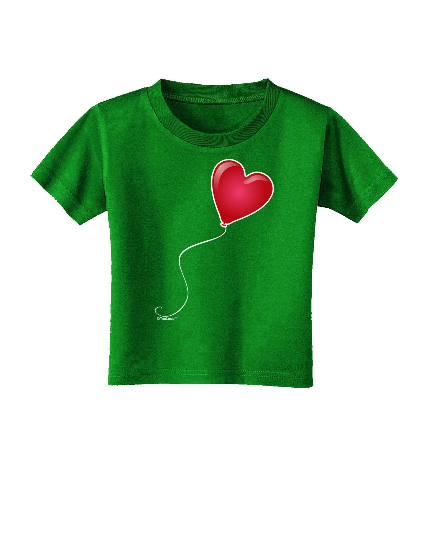 Cute Red Heart Balloon Toddler T-Shirt Dark-Toddler T-Shirt-TooLoud-Clover-Green-2T-Davson Sales