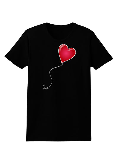 Cute Red Heart Balloon Womens Dark T-Shirt-TooLoud-Black-X-Small-Davson Sales