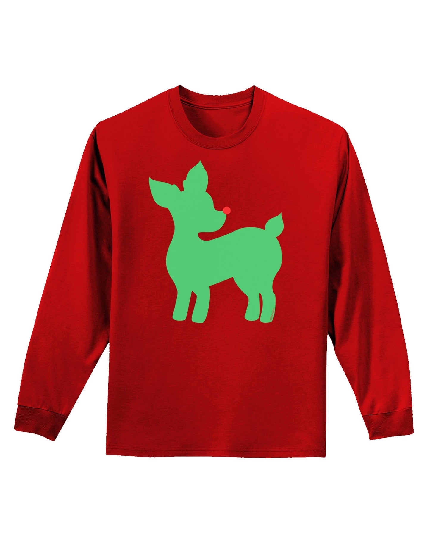 Cute Red and Green Rudolph - Christmas Adult Long Sleeve Dark T-Shirt by TooLoud-TooLoud-Red-Small-Davson Sales