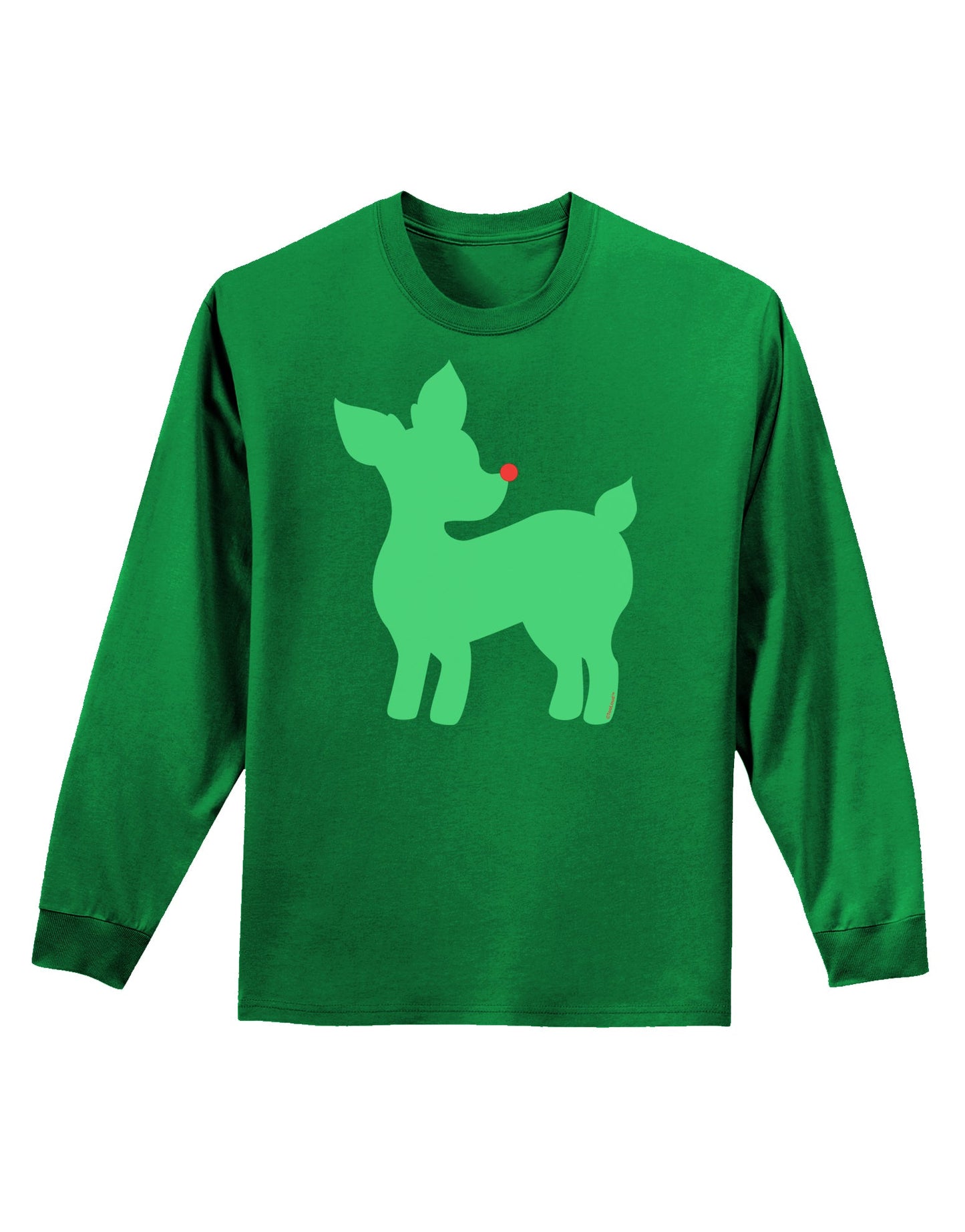 Cute Red and Green Rudolph - Christmas Adult Long Sleeve Dark T-Shirt by TooLoud-TooLoud-Kelly-Green-Small-Davson Sales