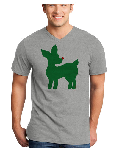 Cute Red and Green Rudolph - Christmas Adult V-Neck T-shirt by TooLoud-Mens V-Neck T-Shirt-TooLoud-HeatherGray-Small-Davson Sales