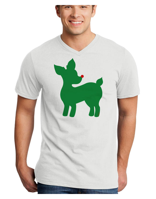 Cute Red and Green Rudolph - Christmas Adult V-Neck T-shirt by TooLoud-Mens V-Neck T-Shirt-TooLoud-White-Small-Davson Sales