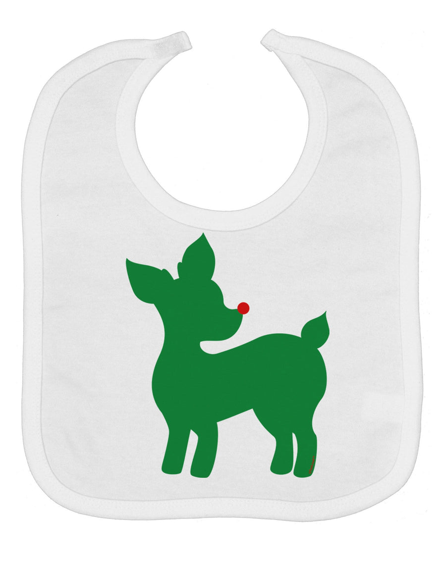 Cute Red and Green Rudolph - Christmas Baby Bib by TooLoud