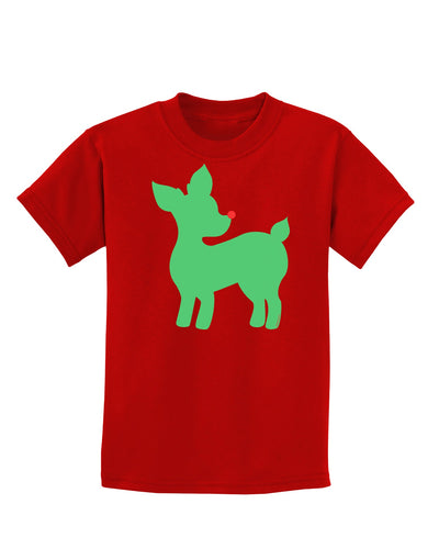 Cute Red and Green Rudolph - Christmas Childrens Dark T-Shirt by TooLoud-Childrens T-Shirt-TooLoud-Red-X-Small-Davson Sales