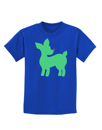 Cute Red and Green Rudolph - Christmas Childrens Dark T-Shirt by TooLoud-Childrens T-Shirt-TooLoud-Royal-Blue-X-Small-Davson Sales