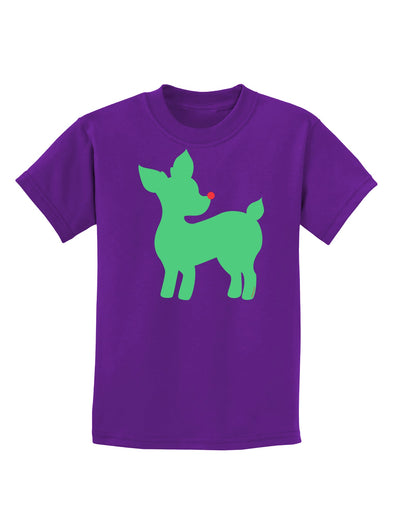 Cute Red and Green Rudolph - Christmas Childrens Dark T-Shirt by TooLoud-Childrens T-Shirt-TooLoud-Purple-X-Small-Davson Sales