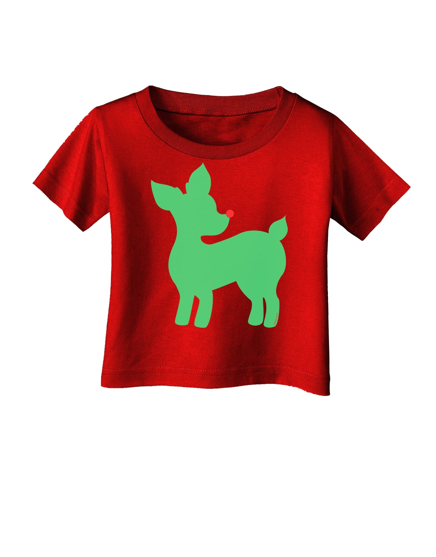 Cute Red and Green Rudolph - Christmas Infant T-Shirt Dark by TooLoud-Infant T-Shirt-TooLoud-Clover-Green-06-Months-Davson Sales