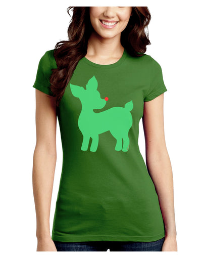 Cute Red and Green Rudolph - Christmas Juniors Crew Dark T-Shirt by TooLoud-T-Shirts Juniors Tops-TooLoud-Kiwi-Green-Juniors Fitted X-Small-Davson Sales