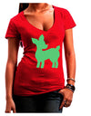 Cute Red and Green Rudolph - Christmas Juniors V-Neck Dark T-Shirt by TooLoud-Womens V-Neck T-Shirts-TooLoud-Red-Juniors Fitted Small-Davson Sales