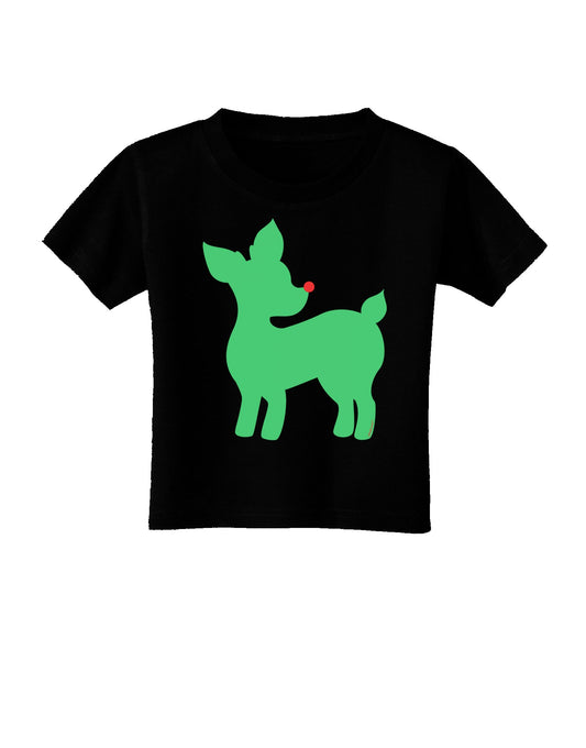 Cute Red and Green Rudolph - Christmas Toddler T-Shirt Dark by TooLoud-Toddler T-Shirt-TooLoud-Black-2T-Davson Sales