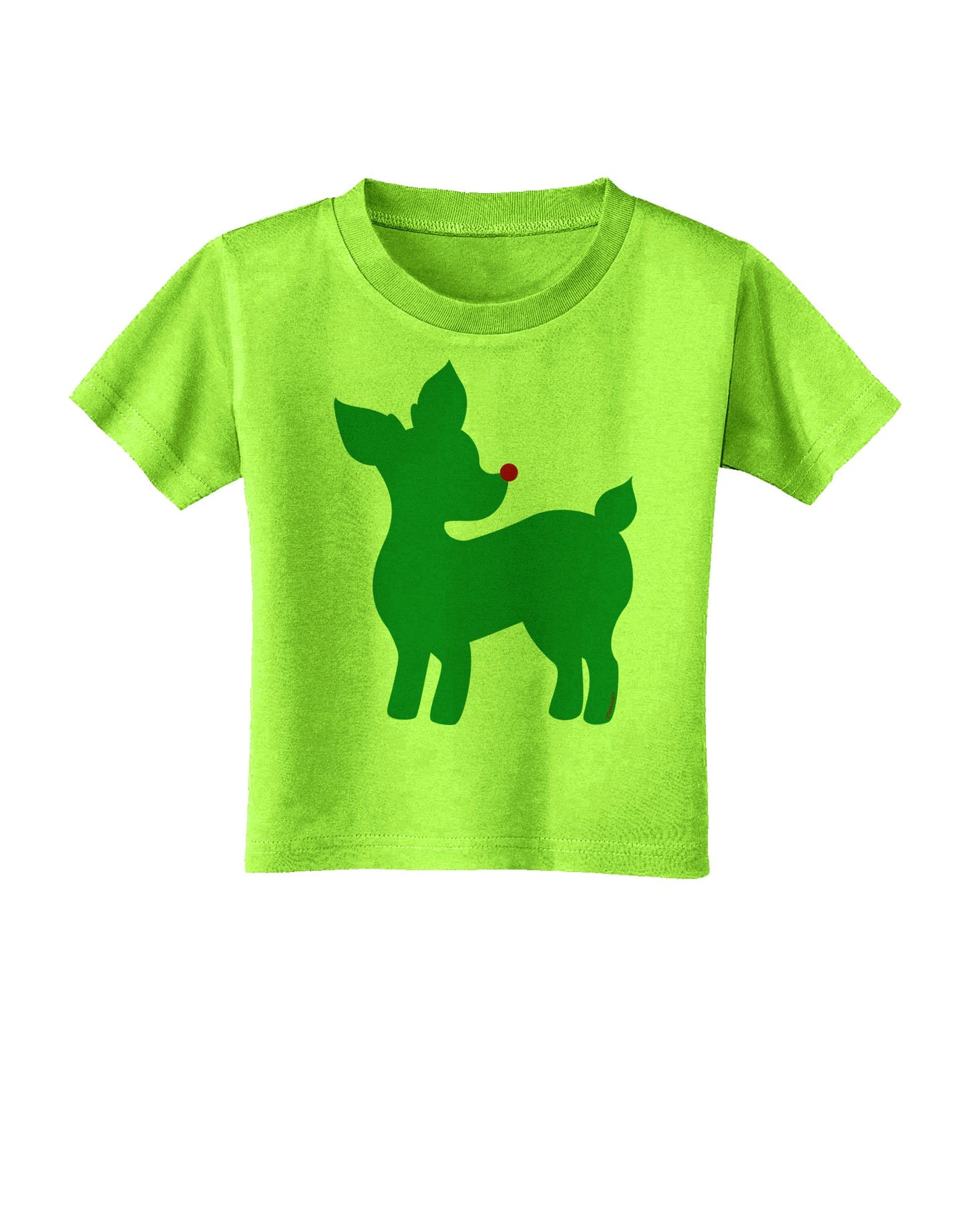 Cute Red and Green Rudolph - Christmas Toddler T-Shirt by TooLoud-Toddler T-Shirt-TooLoud-Lime-Green-2T-Davson Sales