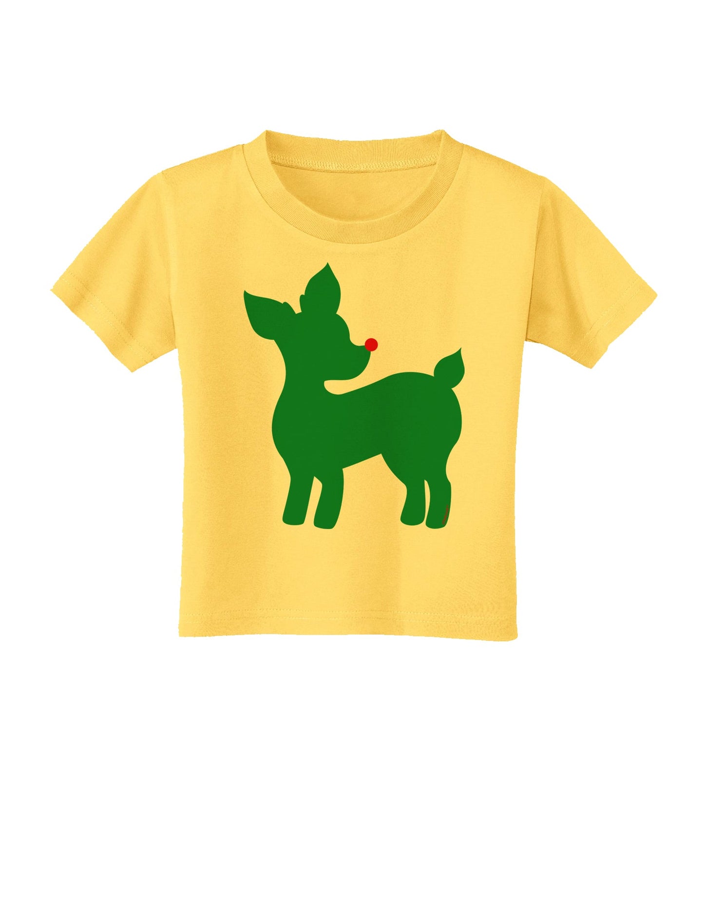 Cute Red and Green Rudolph - Christmas Toddler T-Shirt by TooLoud-Toddler T-Shirt-TooLoud-Yellow-2T-Davson Sales