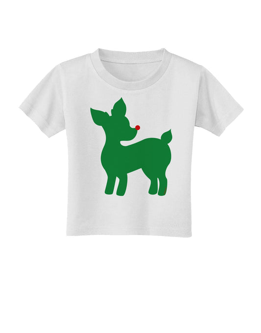 Cute Red and Green Rudolph - Christmas Toddler T-Shirt by TooLoud-Toddler T-Shirt-TooLoud-White-2T-Davson Sales