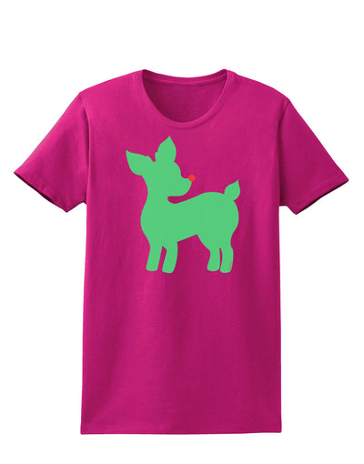 Cute Red and Green Rudolph - Christmas Womens Dark T-Shirt by TooLoud-Womens T-Shirt-TooLoud-Hot-Pink-Small-Davson Sales