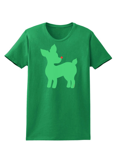 Cute Red and Green Rudolph - Christmas Womens Dark T-Shirt by TooLoud-Womens T-Shirt-TooLoud-Kelly-Green-X-Small-Davson Sales