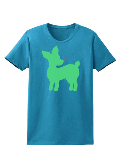 Cute Red and Green Rudolph - Christmas Womens Dark T-Shirt by TooLoud-Womens T-Shirt-TooLoud-Turquoise-X-Small-Davson Sales