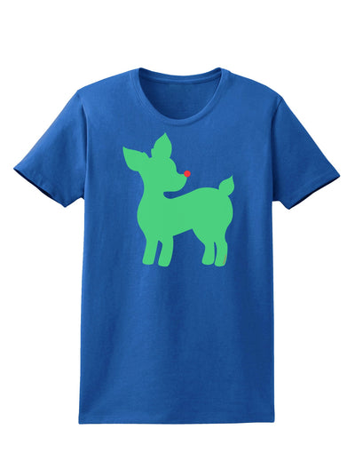 Cute Red and Green Rudolph - Christmas Womens Dark T-Shirt by TooLoud-Womens T-Shirt-TooLoud-Royal-Blue-X-Small-Davson Sales
