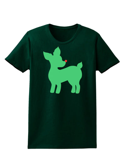 Cute Red and Green Rudolph - Christmas Womens Dark T-Shirt by TooLoud-Womens T-Shirt-TooLoud-Forest-Green-Small-Davson Sales