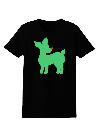 Cute Red and Green Rudolph - Christmas Womens Dark T-Shirt by TooLoud-Womens T-Shirt-TooLoud-Black-X-Small-Davson Sales