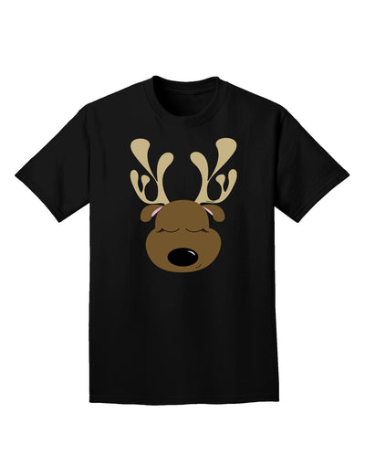 Cute Reindeer Face Christmas Adult Dark T-Shirt-Mens T-Shirt-TooLoud-Black-Small-Davson Sales