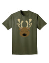 Cute Reindeer Face Christmas Adult Dark T-Shirt-Mens T-Shirt-TooLoud-Military-Green-Small-Davson Sales