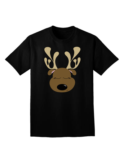 Cute Reindeer Face Christmas Adult Dark V-Neck T-Shirt-TooLoud-Black-Small-Davson Sales